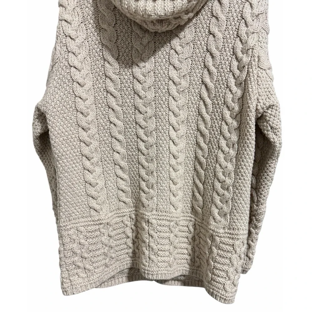 Inis Crafts Merino Wool Cable Knit Button-Down Hooded Cardigan‎ Women's Medium
